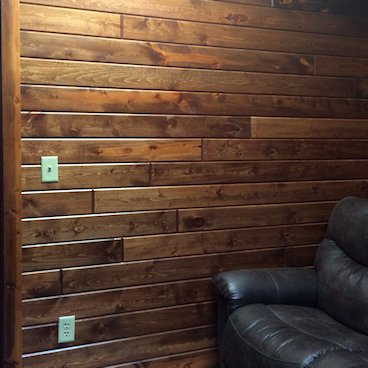 Pine Paneling HAND Stained Fruitwood - wall shot