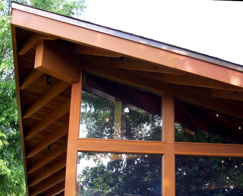 Redwood framed and beam wrapped home